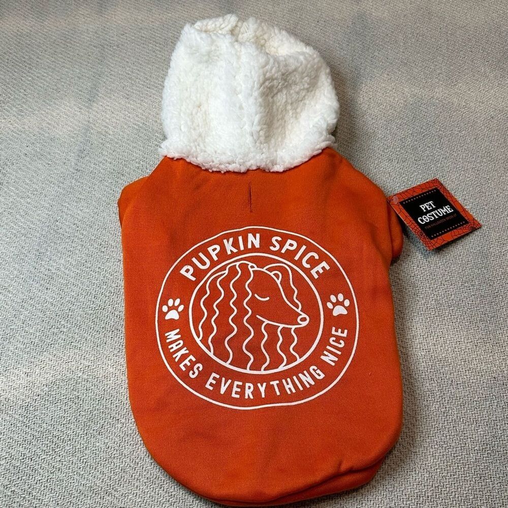 Pumpkin Spice Dog Hoodie Size Medium NWT Pet Puppy Gift Fall Cozy Comfy - Picture 4 of 6